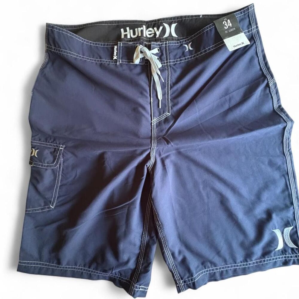 Hurley Men's Navy and Blue Swim-briefs-shorts